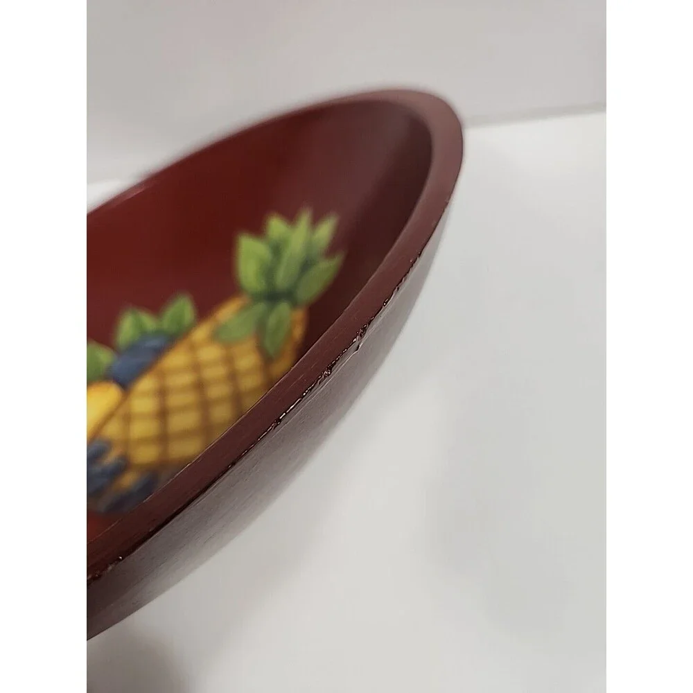 Wooden Colorful Bowl W Handpainted Fruit 11